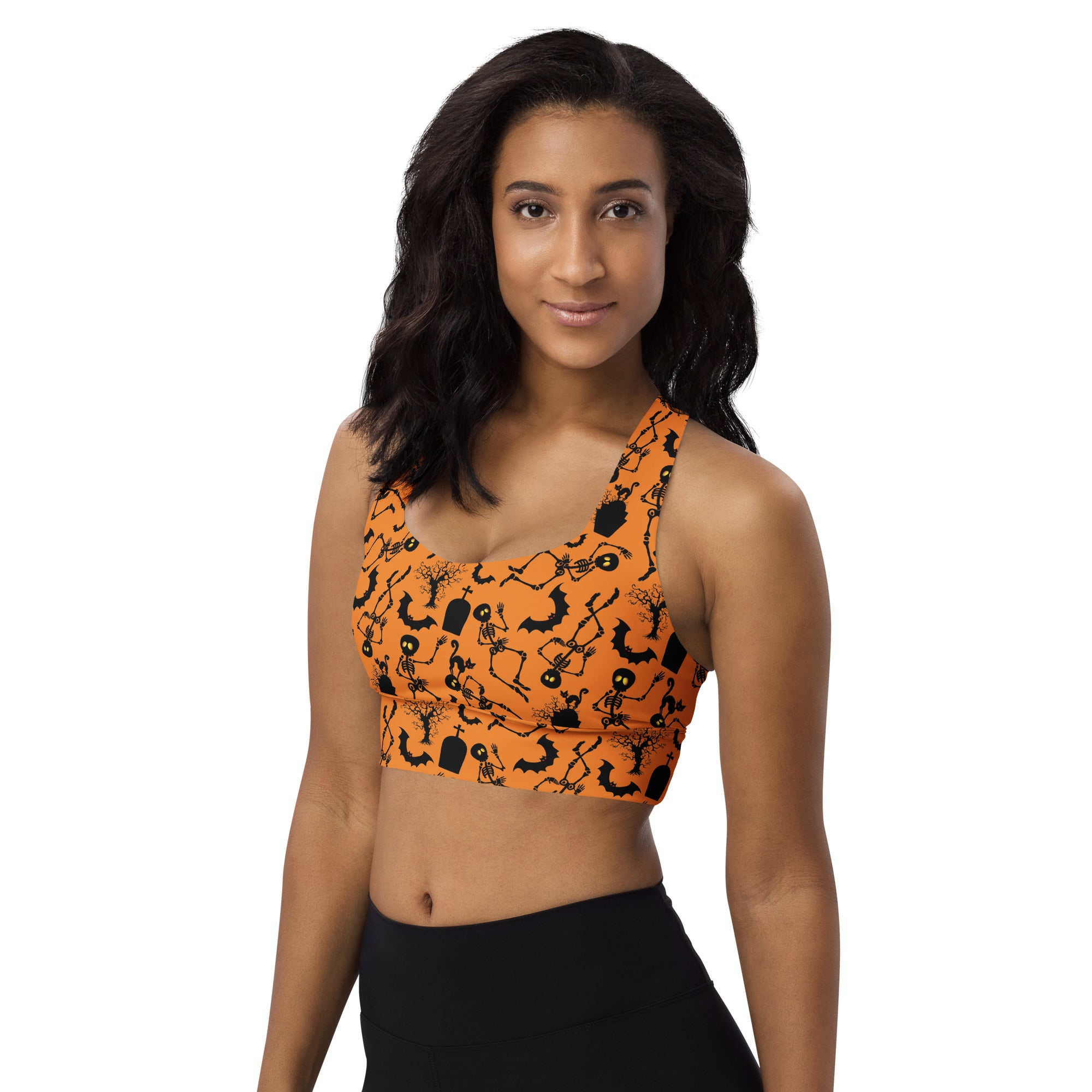 Spooky Scary Skeletons Longline Sports Bra