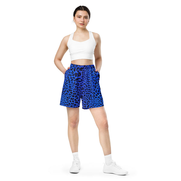 Unisex Mesh Shorts in Blue Leopard