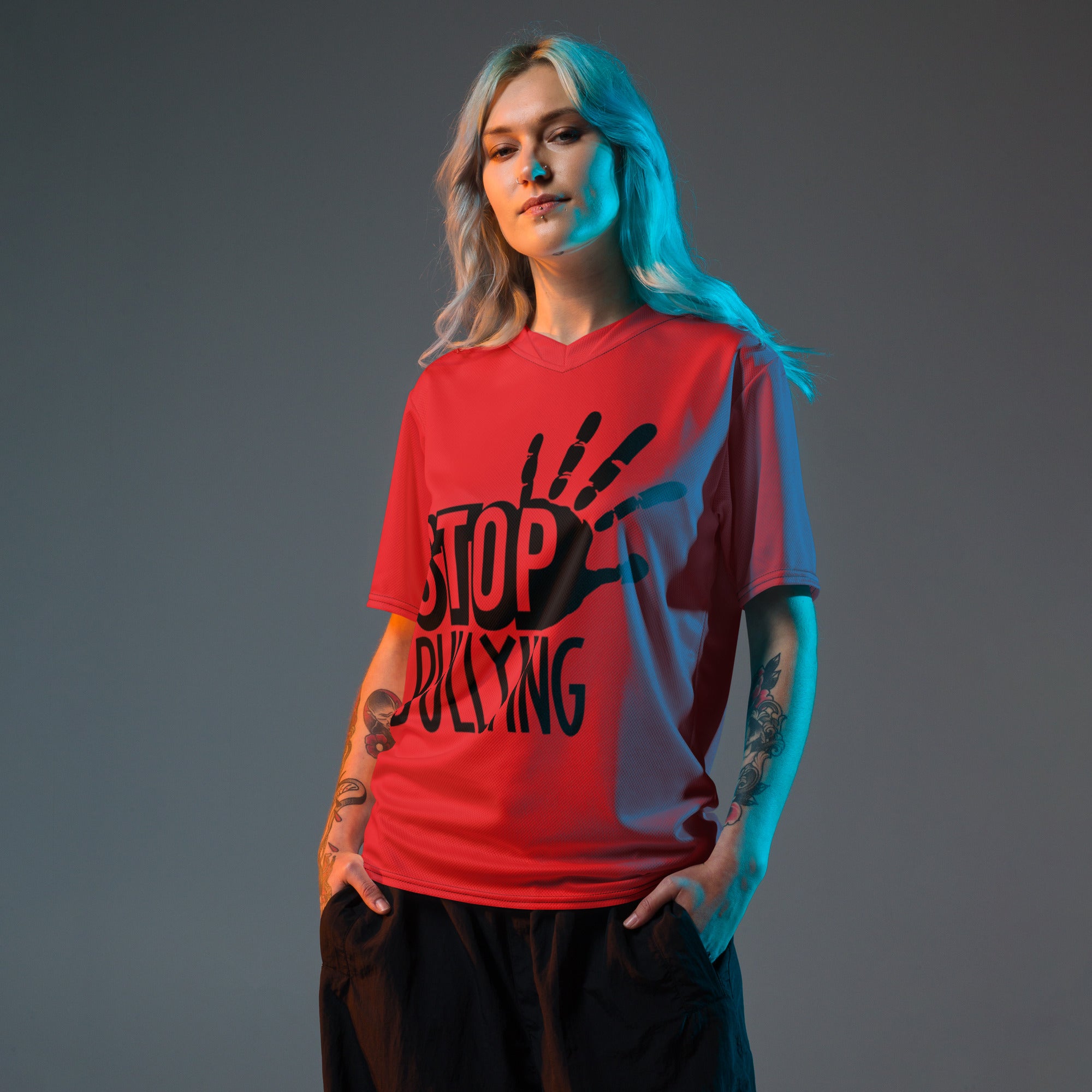 Stop Bullying Recycled Unisex Sports Jersey UPF 50+