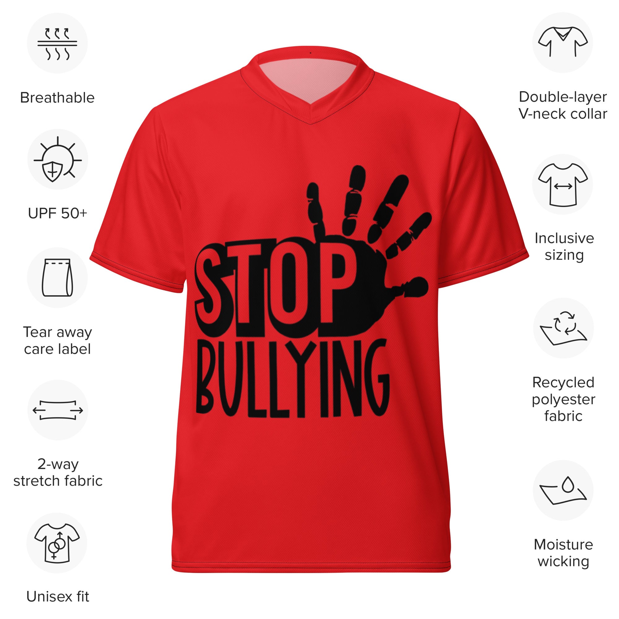 Stop Bullying Recycled Unisex Sports Jersey UPF 50+