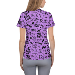 Girl Power Athletic Tee in Lavender Shadow Leopard Print