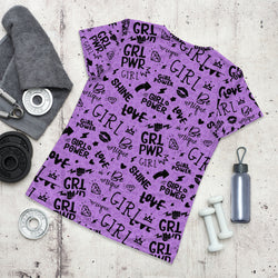 Girl Power Athletic Tee in Lavender Shadow Leopard Print