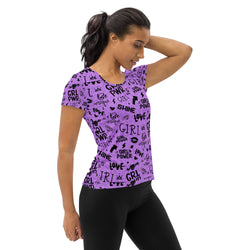 Girl Power Athletic Tee in Lavender Shadow Leopard Print