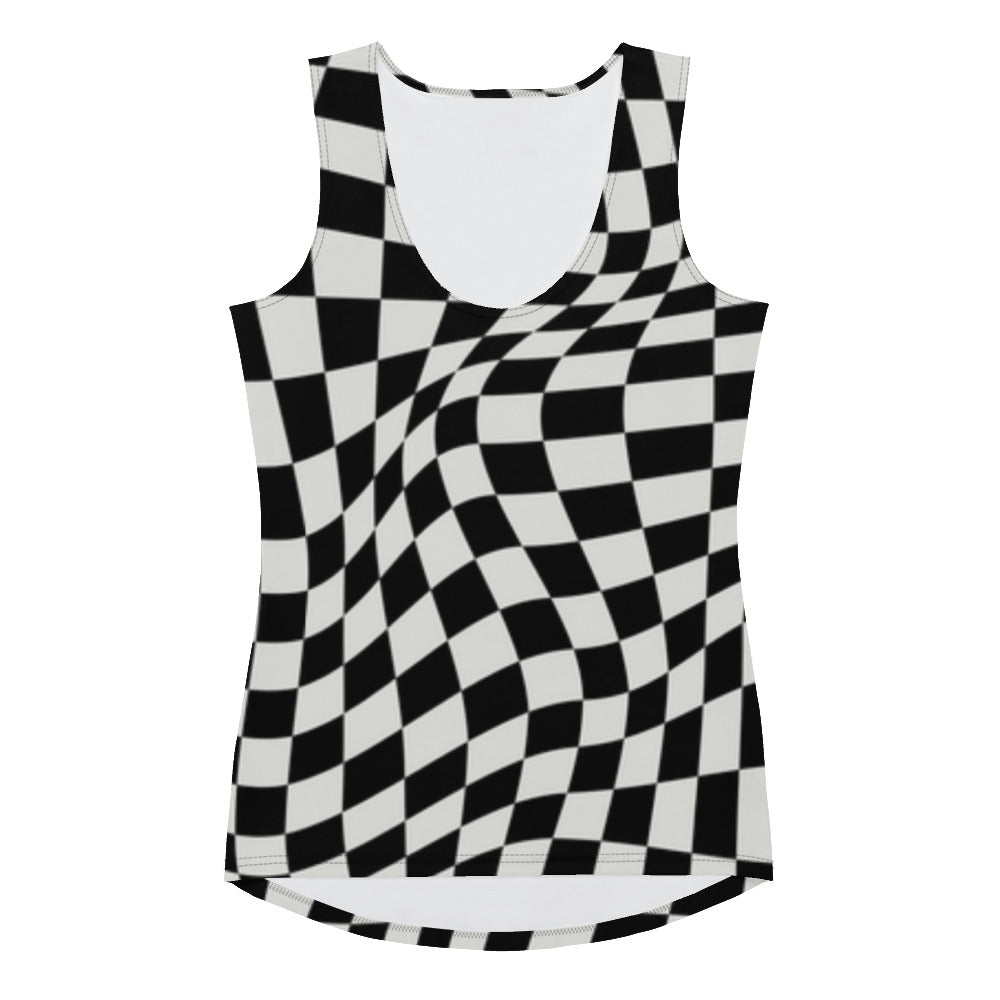 SHE REBEL - Trippy Checkboard Wave Pattern Tank