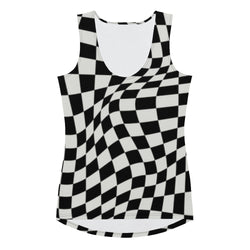 SHE REBEL - Trippy Checkboard Wave Pattern Tank