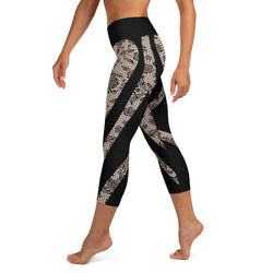 Heart Shaped Floral Mesh Yoga Capri Leggings