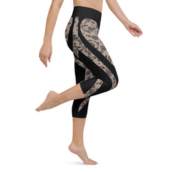 Heart Shaped Floral Mesh Yoga Capri Leggings