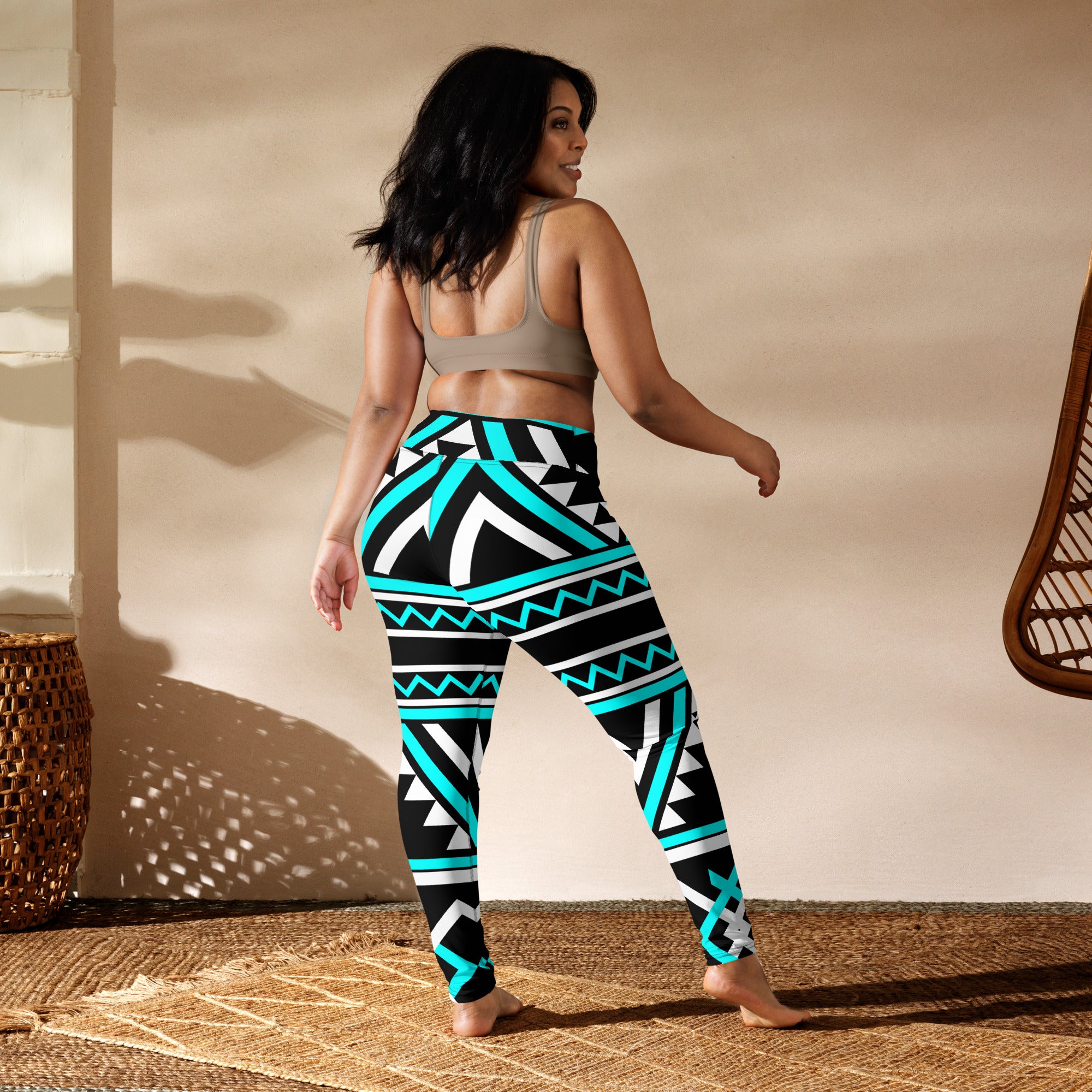 SHE REBEL - Blue Tribal Print Yoga Leggings