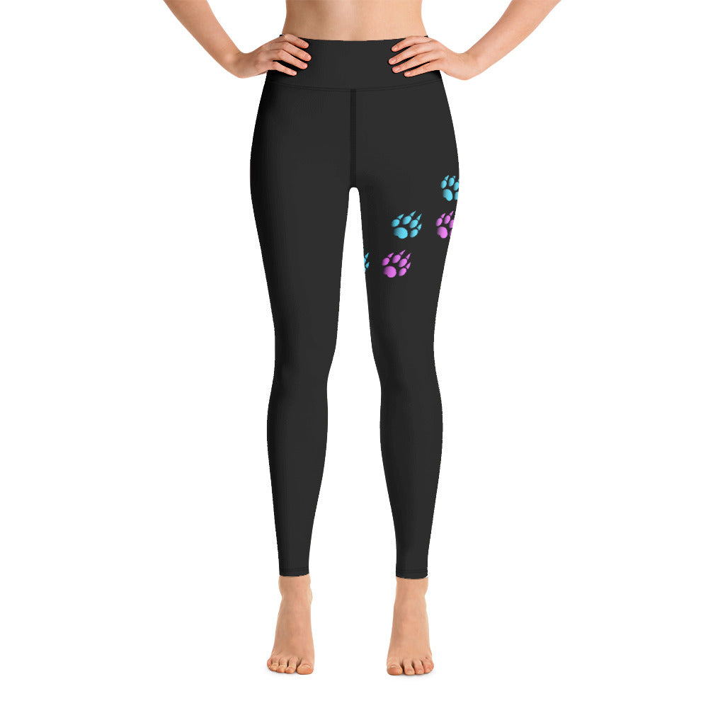 SHE REBEL - Neon Doggy Paw Print Yoga Leggings