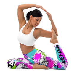 Skull Print Yoga Leggings Front