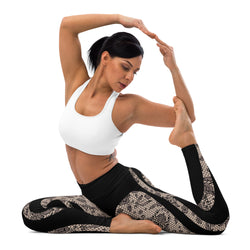 Heart Shaped Floral Mesh Print Yoga Leggings