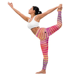 SHE REBEL - Sunset Stripes Yoga Leggings with Pockets