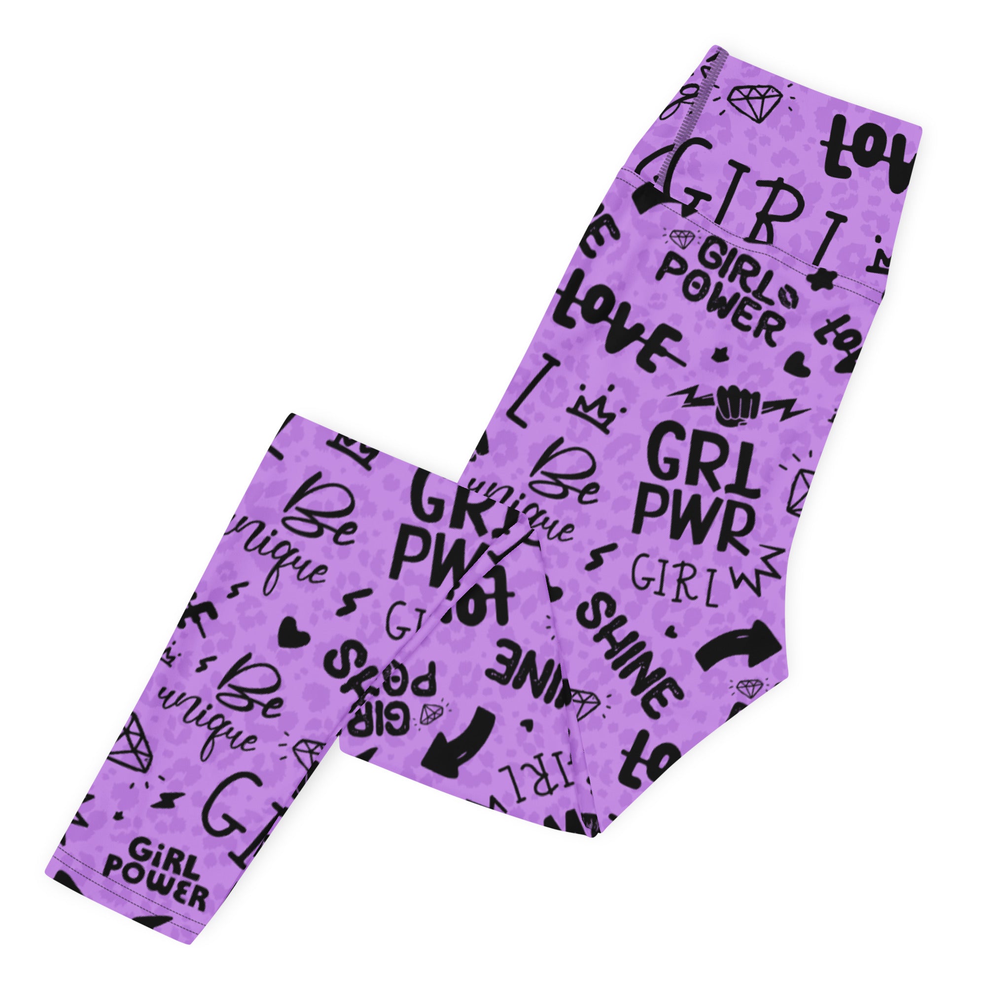 SHE REBEL - Purple Girl Power Yoga Leggings with Subtle Leopard Print