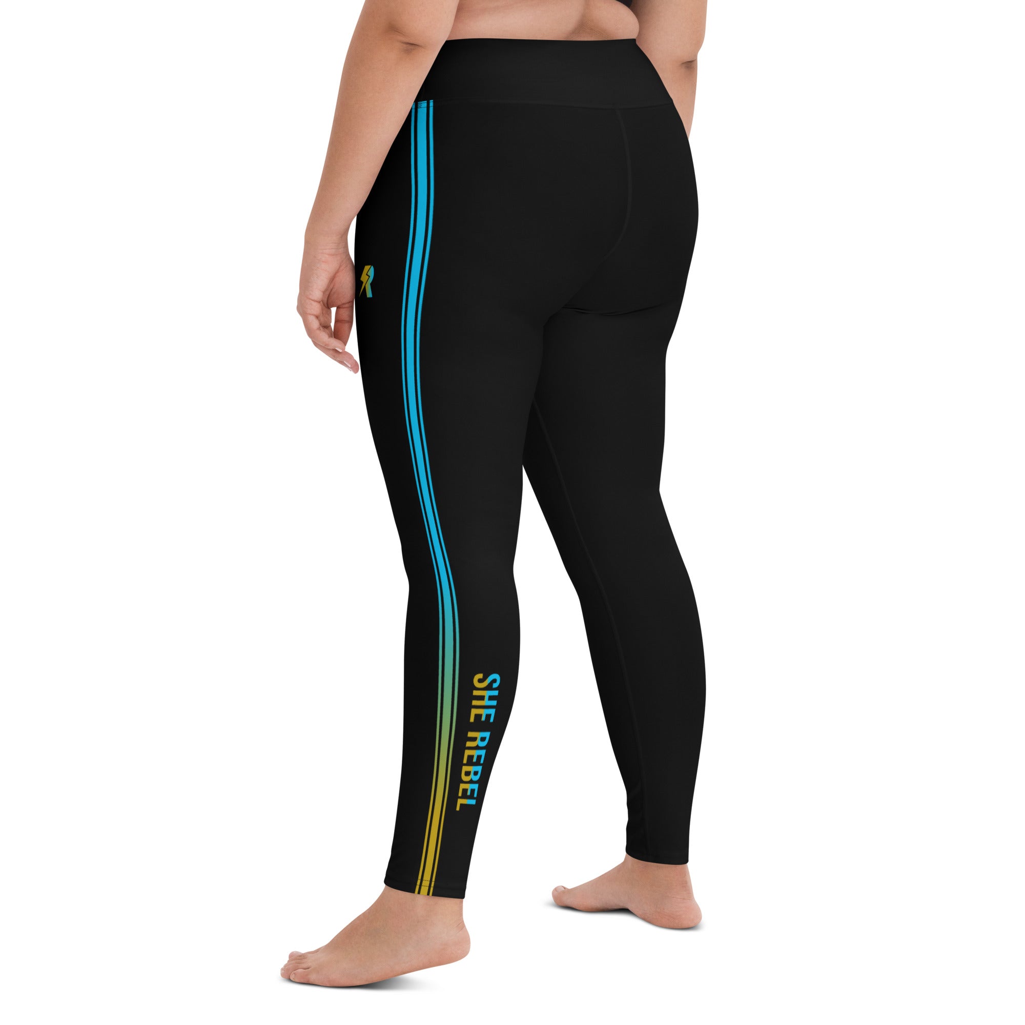 SHE REBEL - Blue & Gold She Rebel Side Stripe Leggings