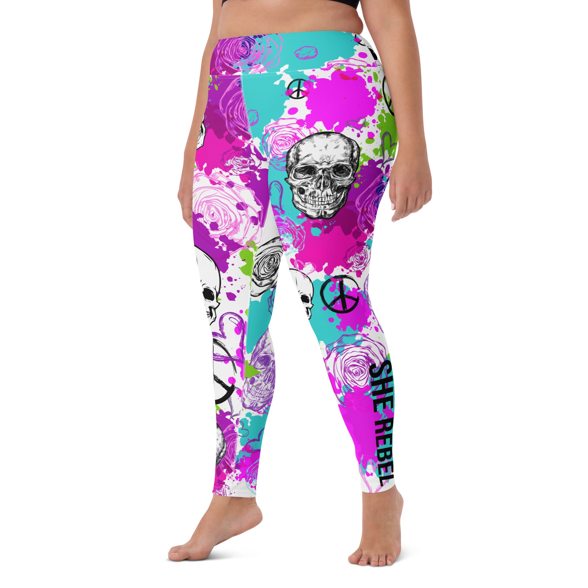 Skull Print Yoga Leggings Left