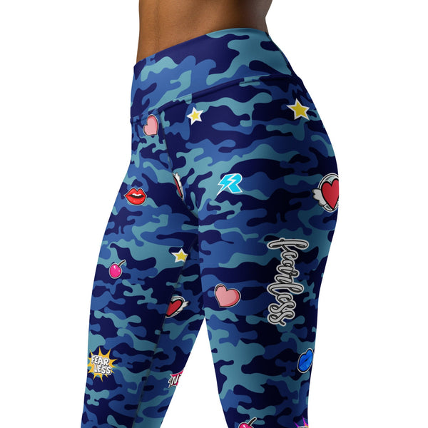 SHE REBEL - Fierce Blue Camo Yoga Leggings