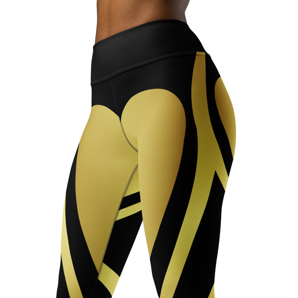 Black & Gold Heart Shaped Yoga Leggings