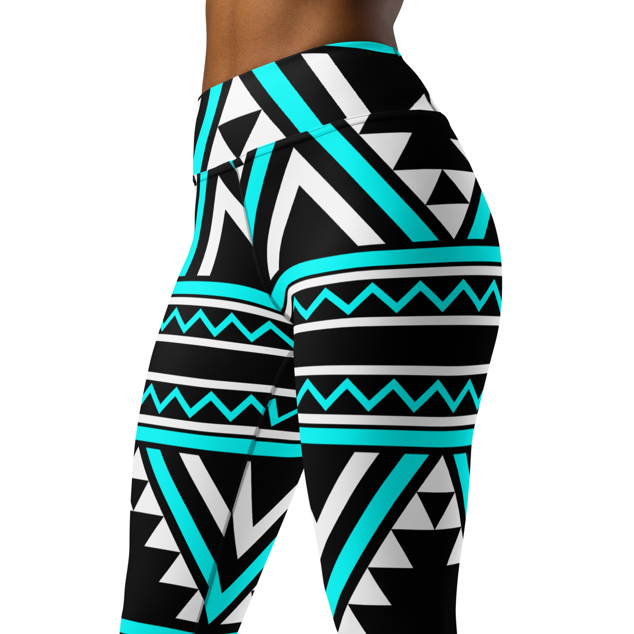 SHE REBEL - Blue Tribal Print Yoga Leggings