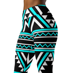 SHE REBEL - Blue Tribal Print Yoga Leggings