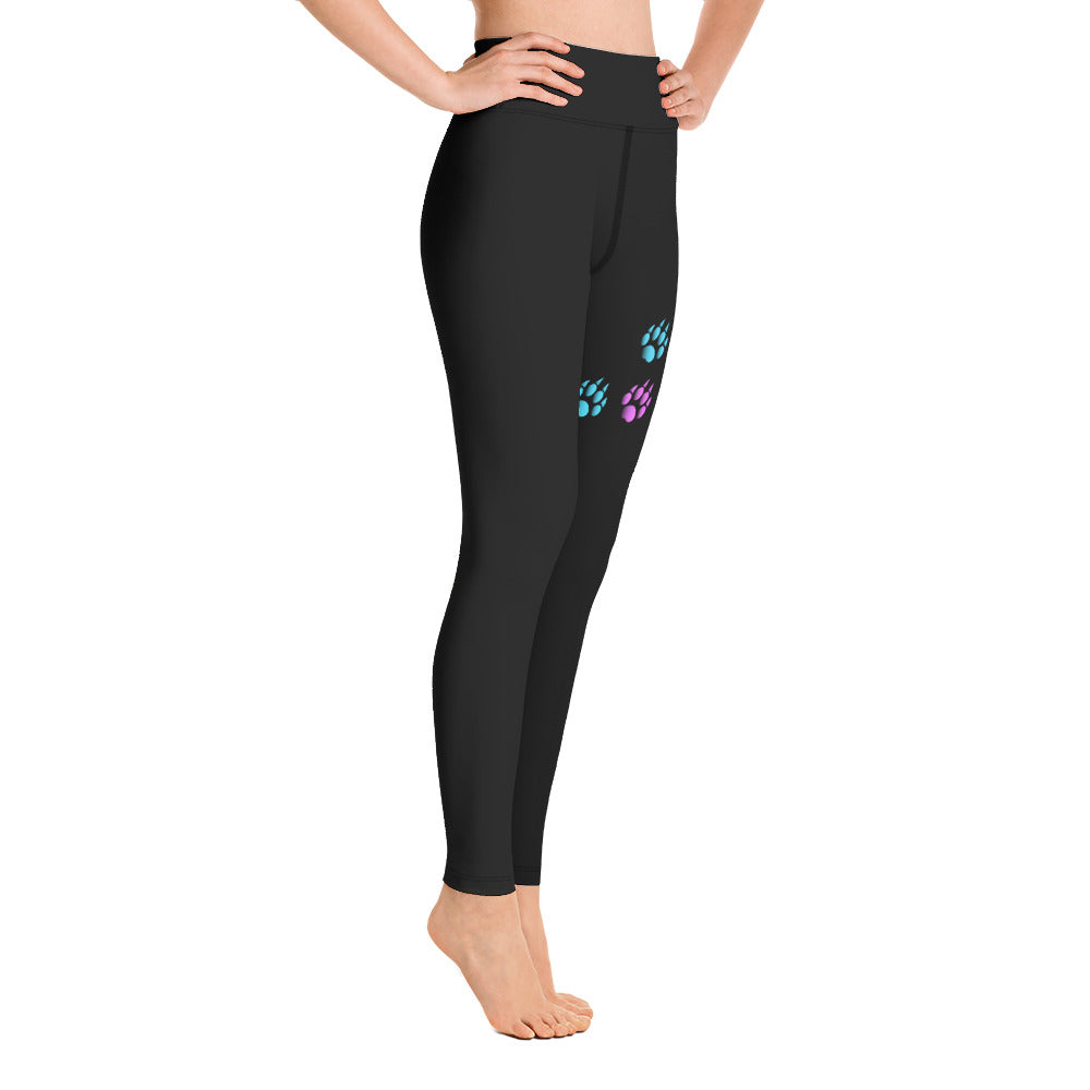 SHE REBEL - Neon Doggy Paw Print Yoga Leggings