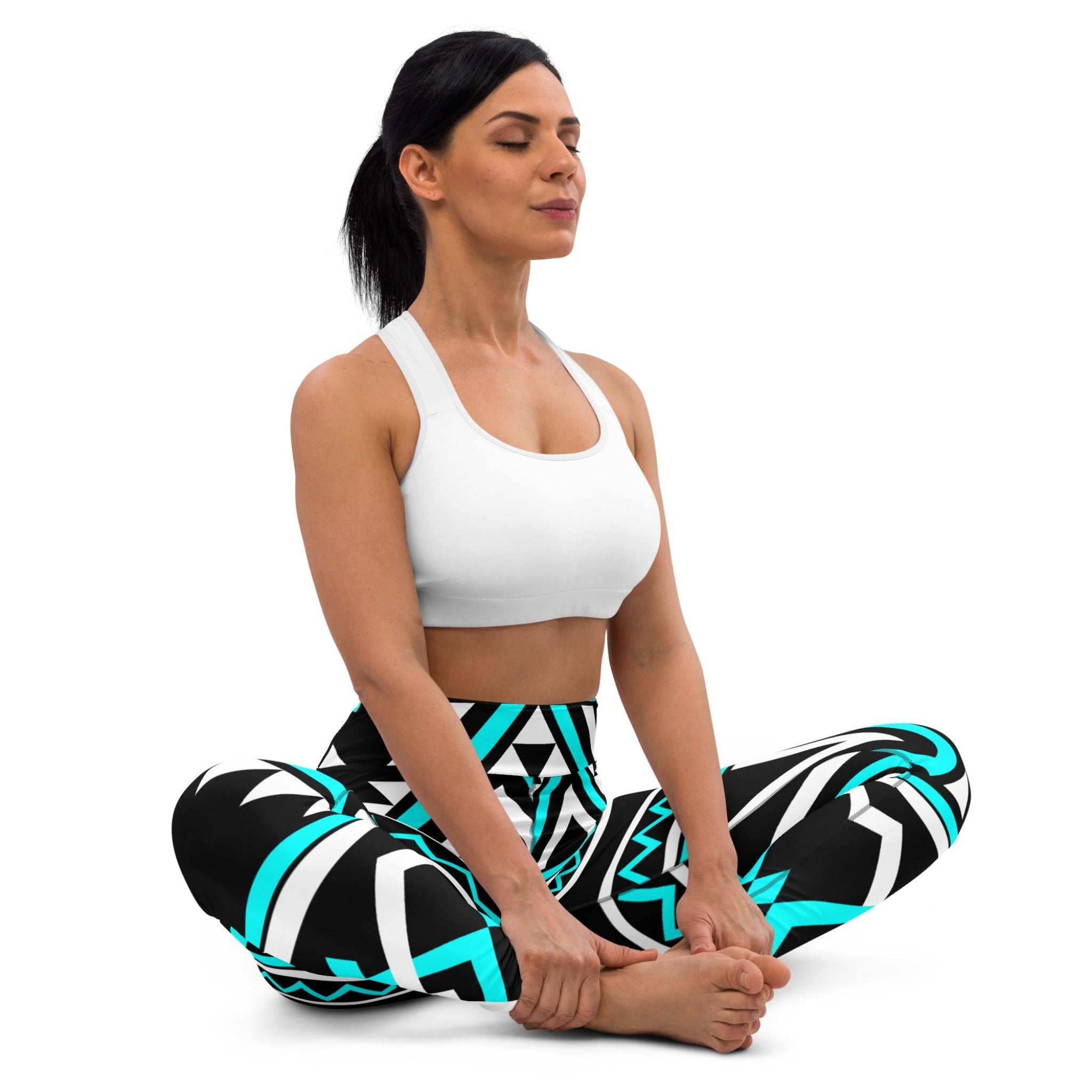 SHE REBEL - Blue Tribal Print Yoga Leggings