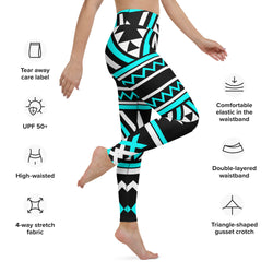 SHE REBEL - Blue Tribal Print Yoga Leggings