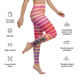 SHE REBEL - Sunset Stripes Yoga Leggings with Pockets