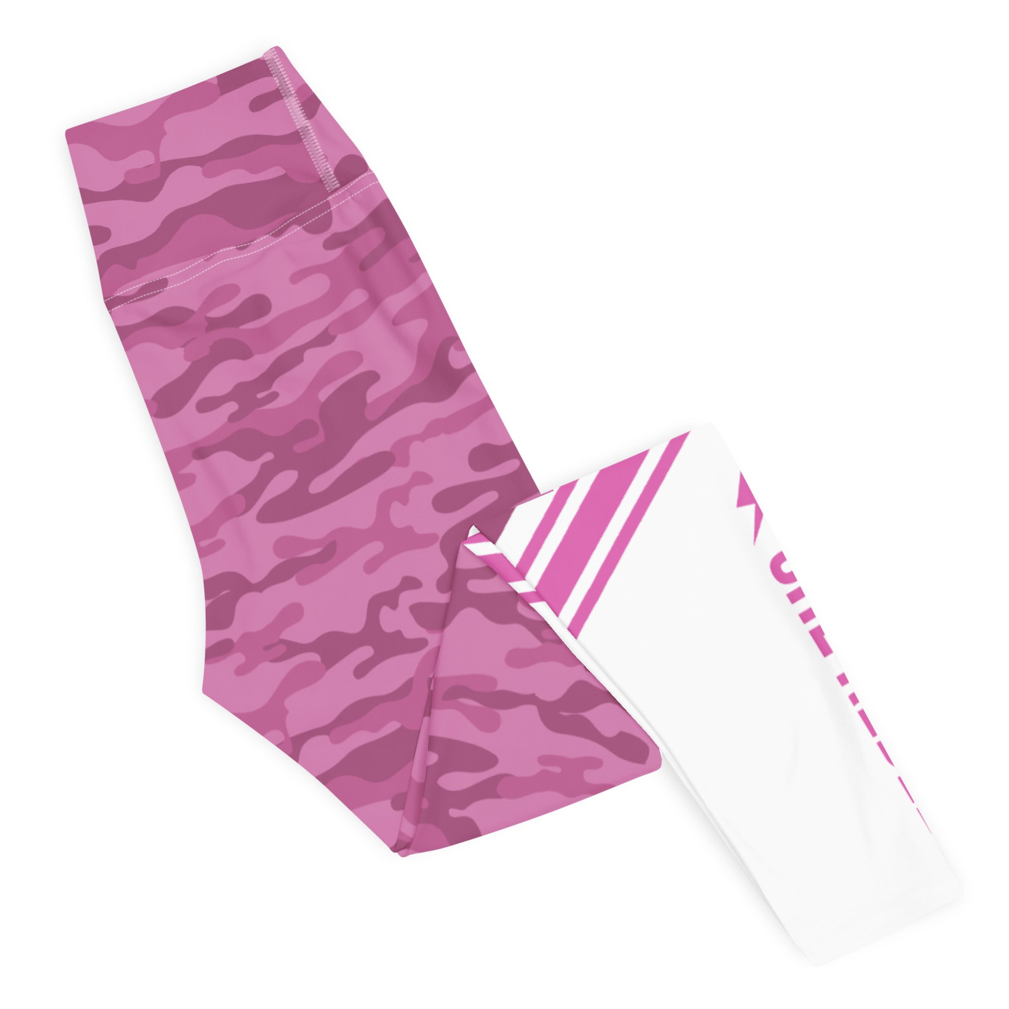 SHE REBEL - Pink Camo with White Stripe Yoga Leggings