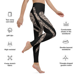 Heart Shaped Floral Mesh Print Yoga Leggings