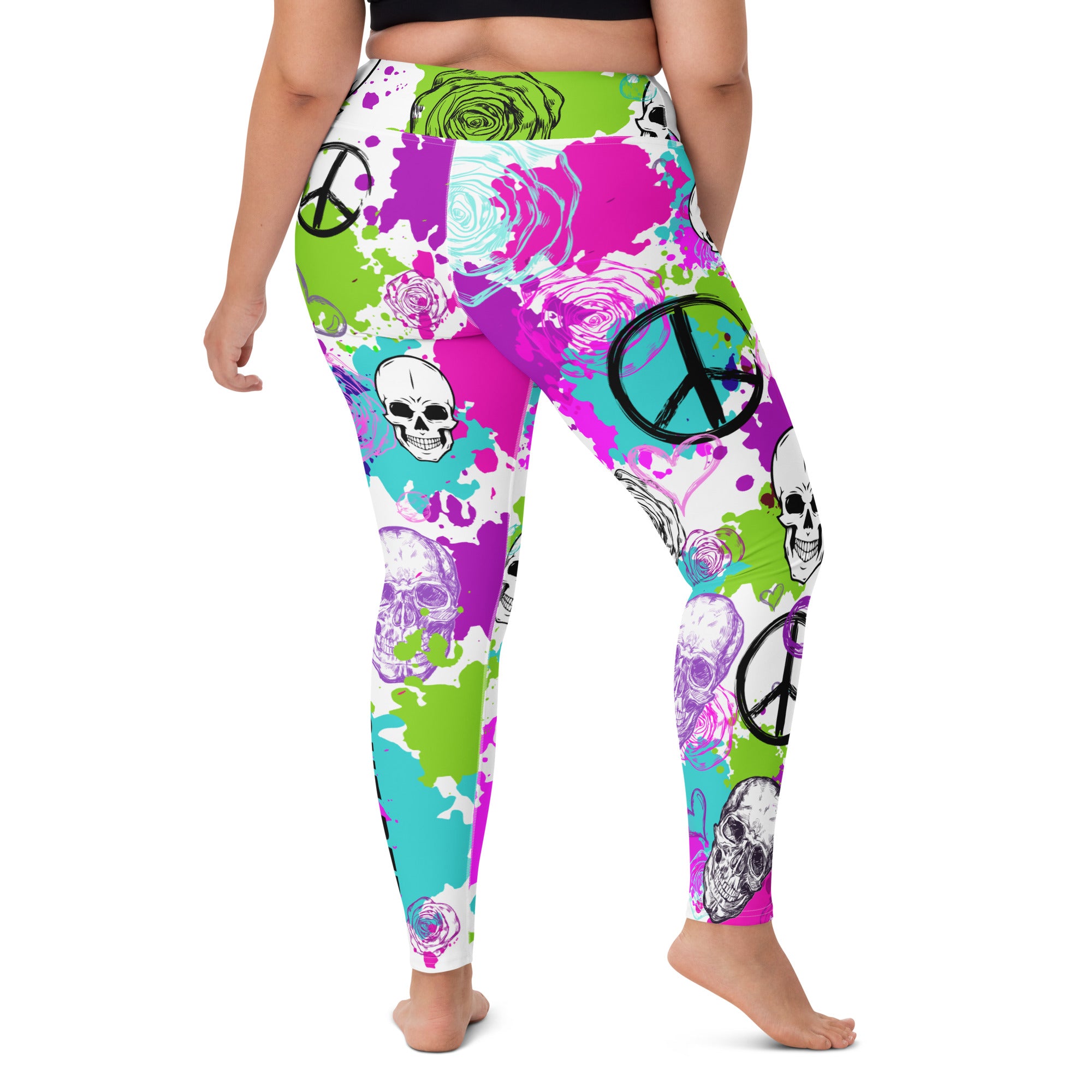 Skull Print Yoga Leggings Plus Size