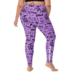 SHE REBEL - Purple Girl Power Yoga Leggings with Subtle Leopard Print