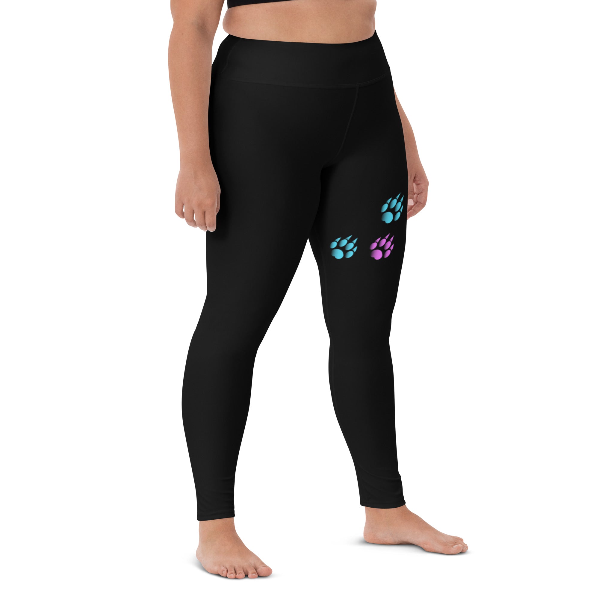 SHE REBEL - Neon Doggy Paw Print Yoga Leggings