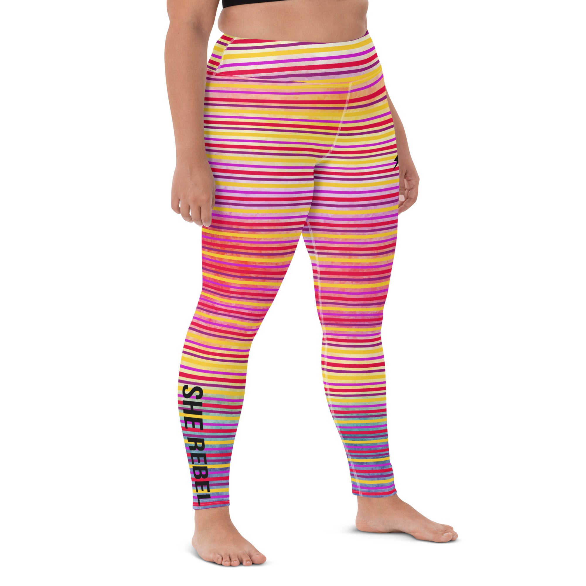 SHE REBEL - Sunset Stripes Yoga Leggings with Pockets