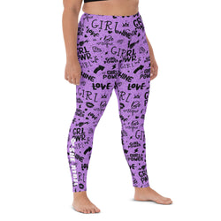 SHE REBEL - Purple Girl Power Yoga Leggings with Subtle Leopard Print