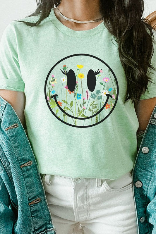 Boho Wildflower Lash Smiley Floral Tee