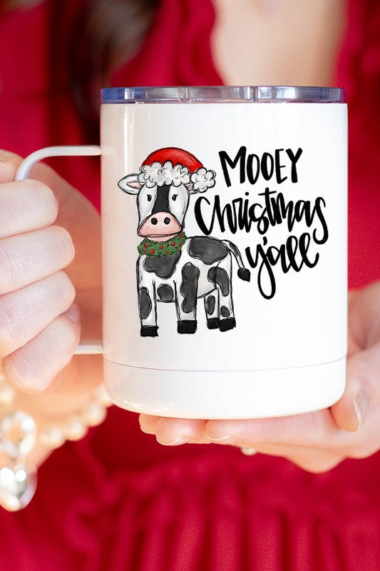 Mooey Christmas Y'all Cow Travel Mug Cup