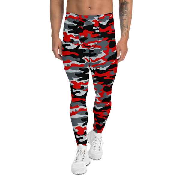 Gray and Red Camo Leggings for Men