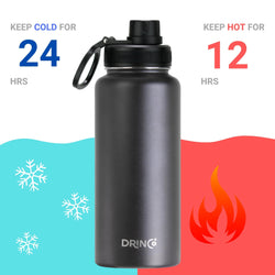 DRINCO® 32oz Stainless Steel Water Bottle - USA Flag-Black