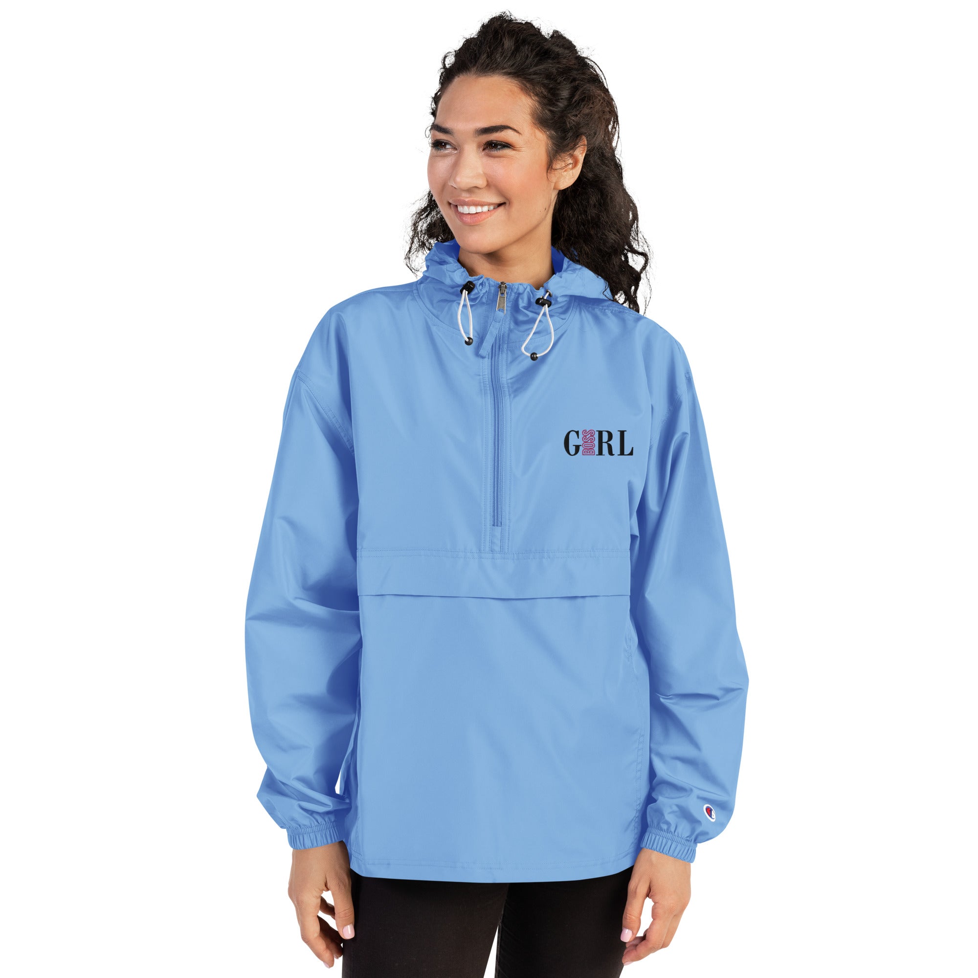 Girl Boss Embroidered Champion Packable Jacket | Available in 2 Colors