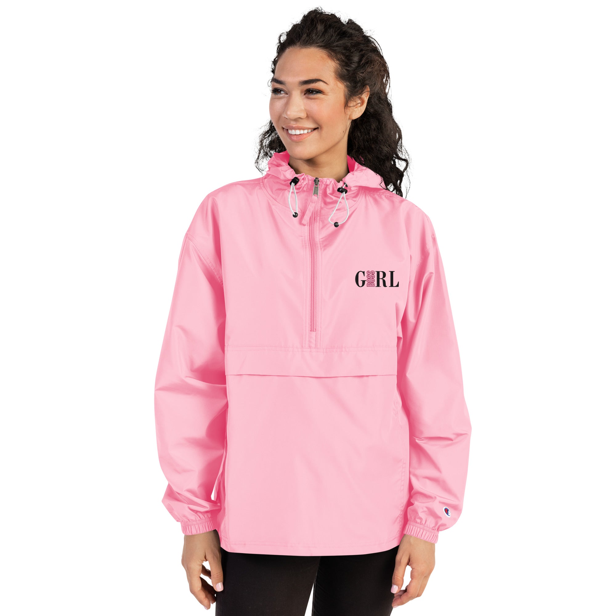 Girl Boss Embroidered Champion Packable Jacket | Available in 2 Colors