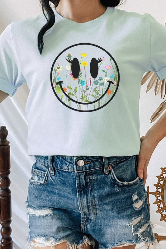 Boho Wildflower Lash Smiley Floral Tee