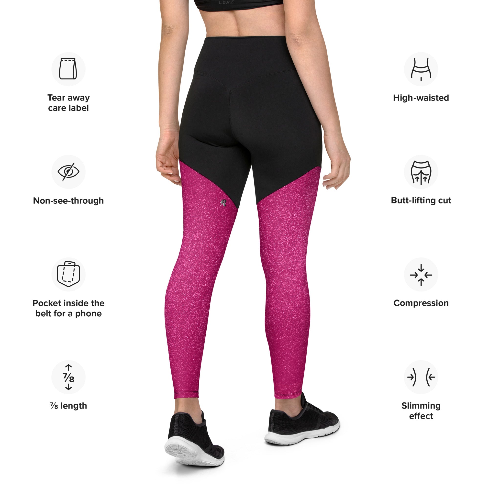 SHE REBEL - Barbie Hot Pink Sporty Compression Fit Leggings with Pocket