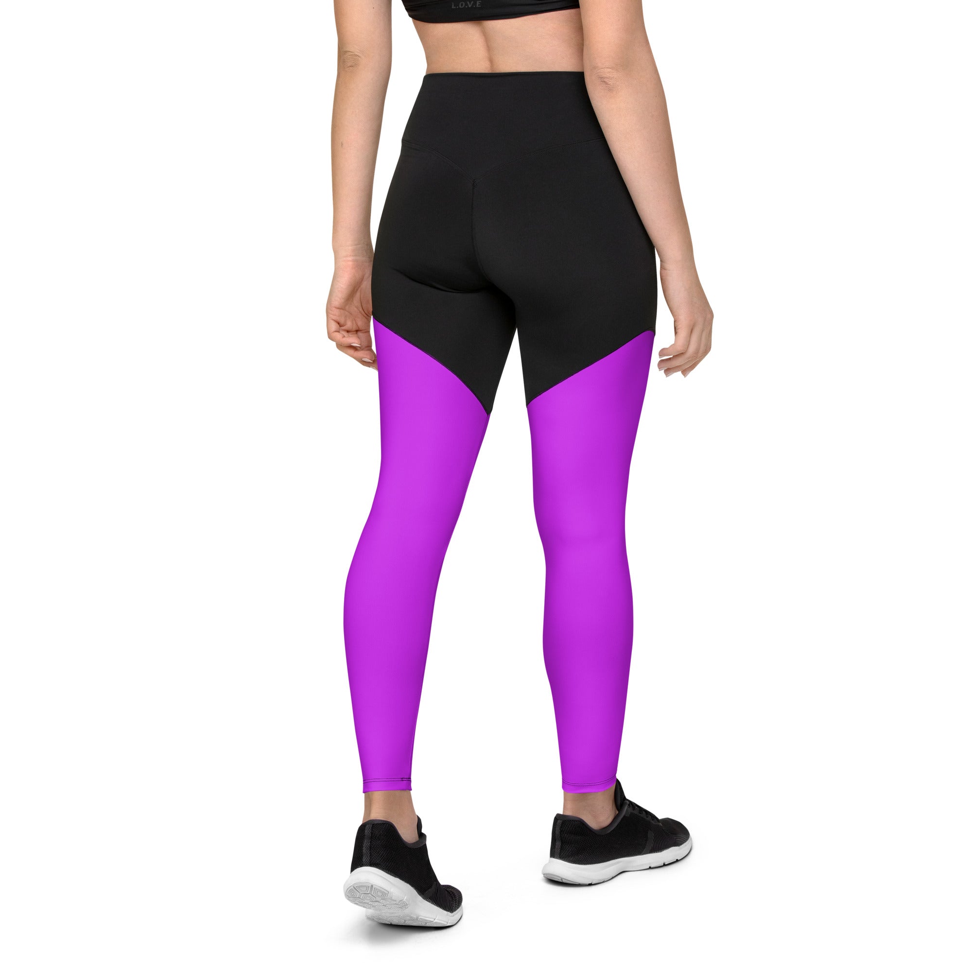 Sporty Compression Fit Leggings in Neon Purple