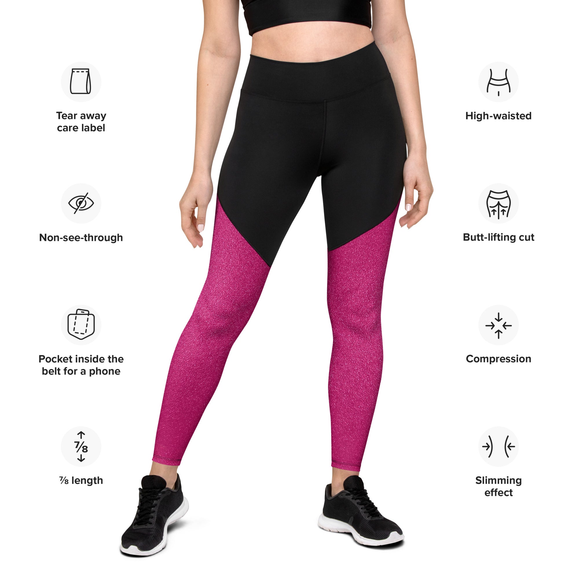 SHE REBEL - Barbie Hot Pink Sporty Compression Fit Leggings with Pocket