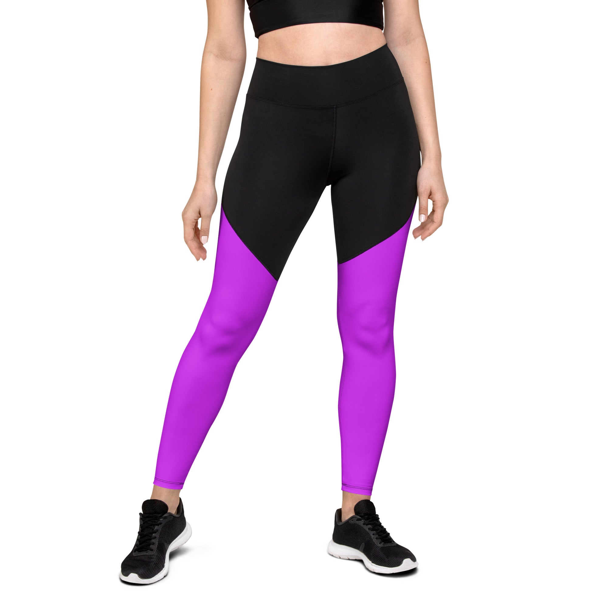 Sporty Compression Fit Leggings in Neon Purple