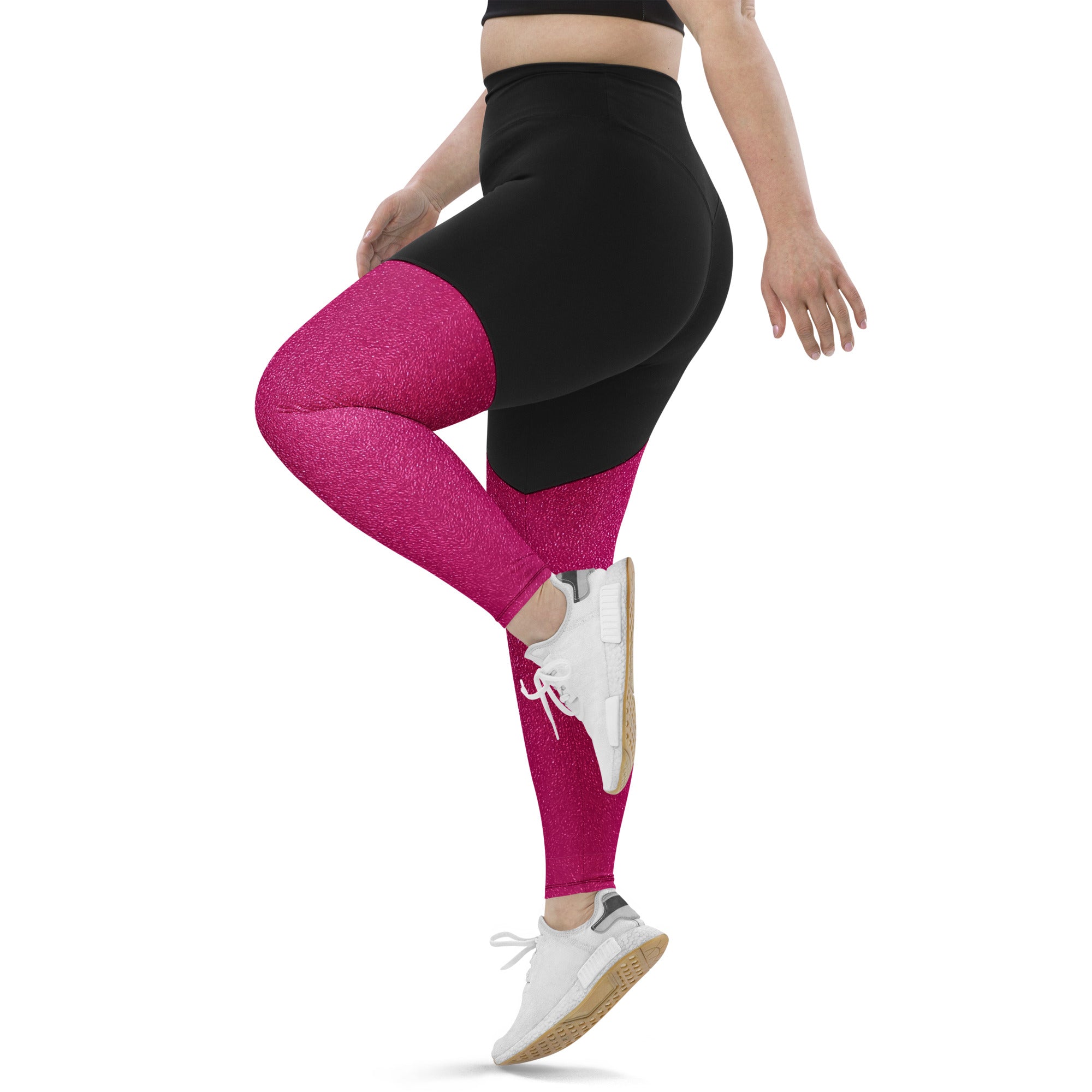 SHE REBEL - Barbie Hot Pink Sporty Compression Fit Leggings with Pocket