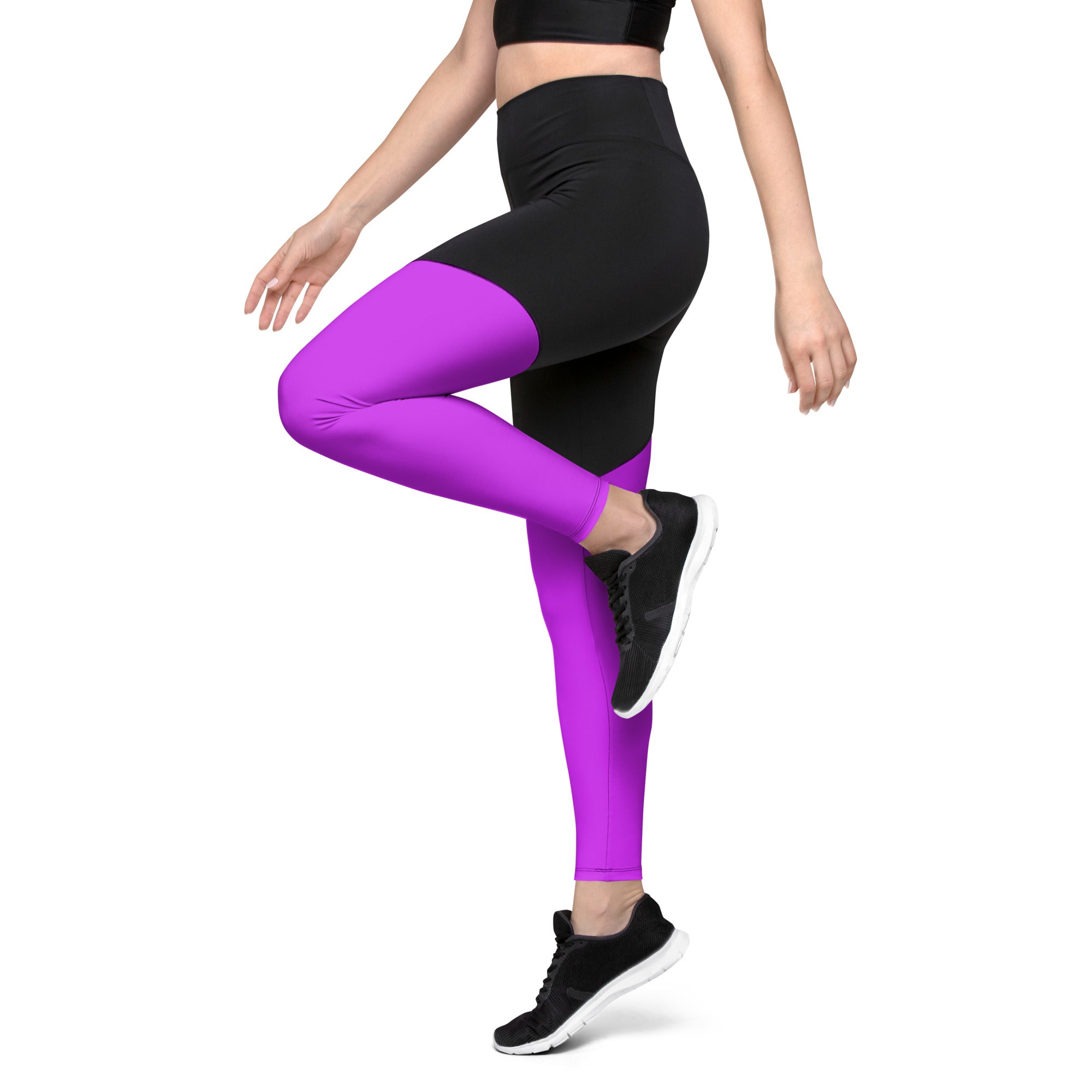 Sporty Compression Fit Leggings in Neon Purple