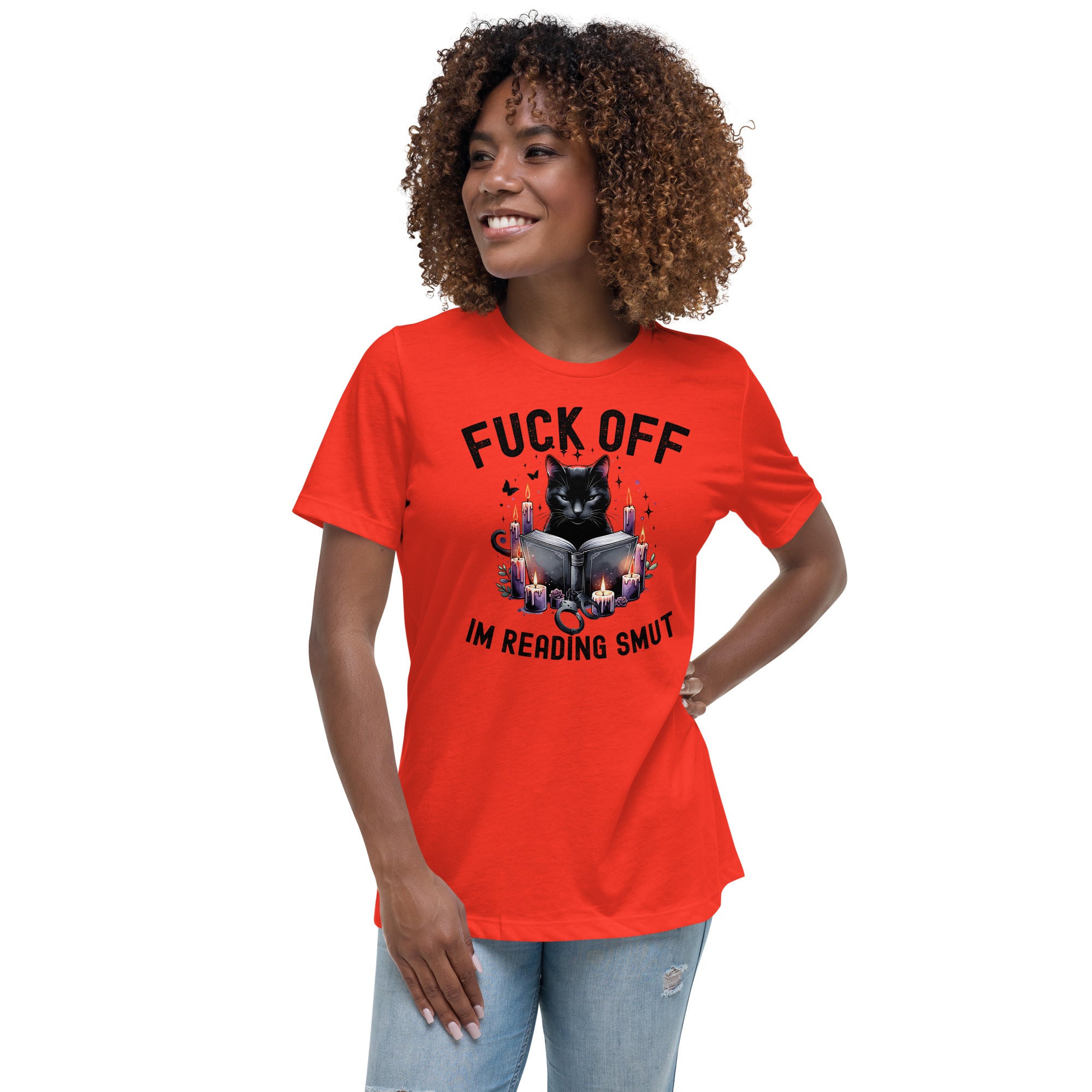 Fuck Off I'm Reading Smut Cat Relaxed Tee