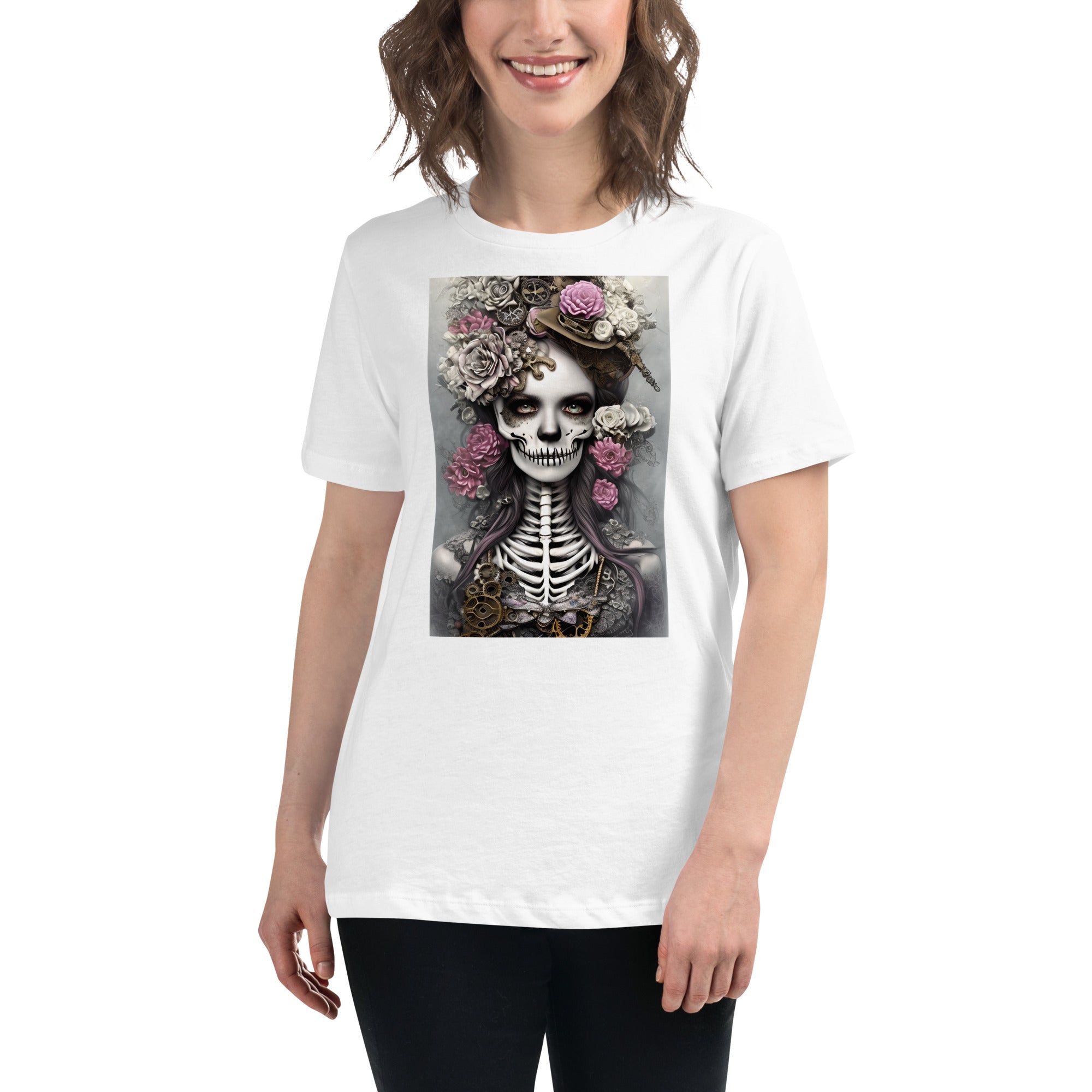 Goth Skeleton Roses Tee