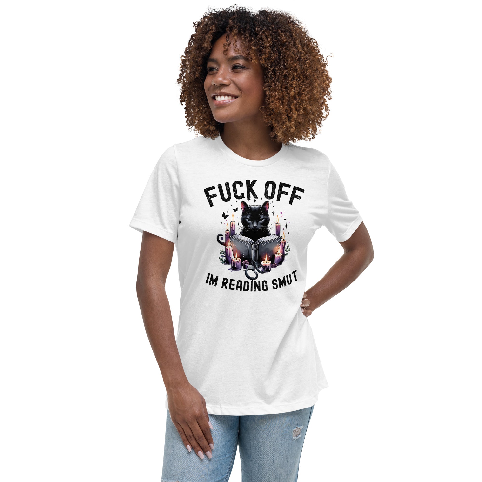 Fuck Off I'm Reading Smut Cat Relaxed Tee